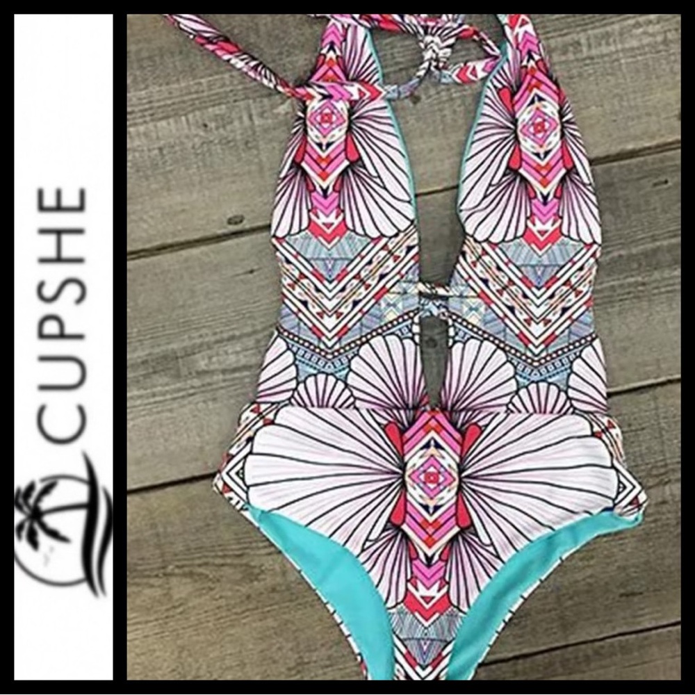 Cupshe Vibrant Pink and Aqua One Piece Swimsuit